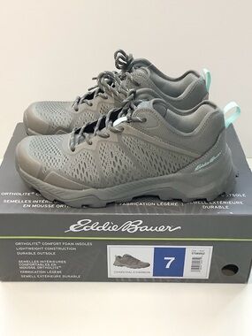 Eddie Bauer Women’s Gray Athletic Trail Sneakers Ortholite Hiking Outdoor NEW